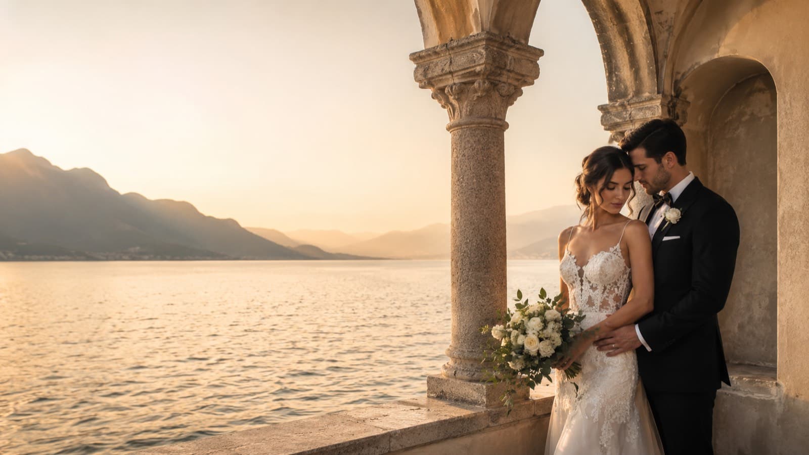 Couple au coucher du soleil dans les Alpes suisses — Portrait mariage luxe Benjamin Pierre