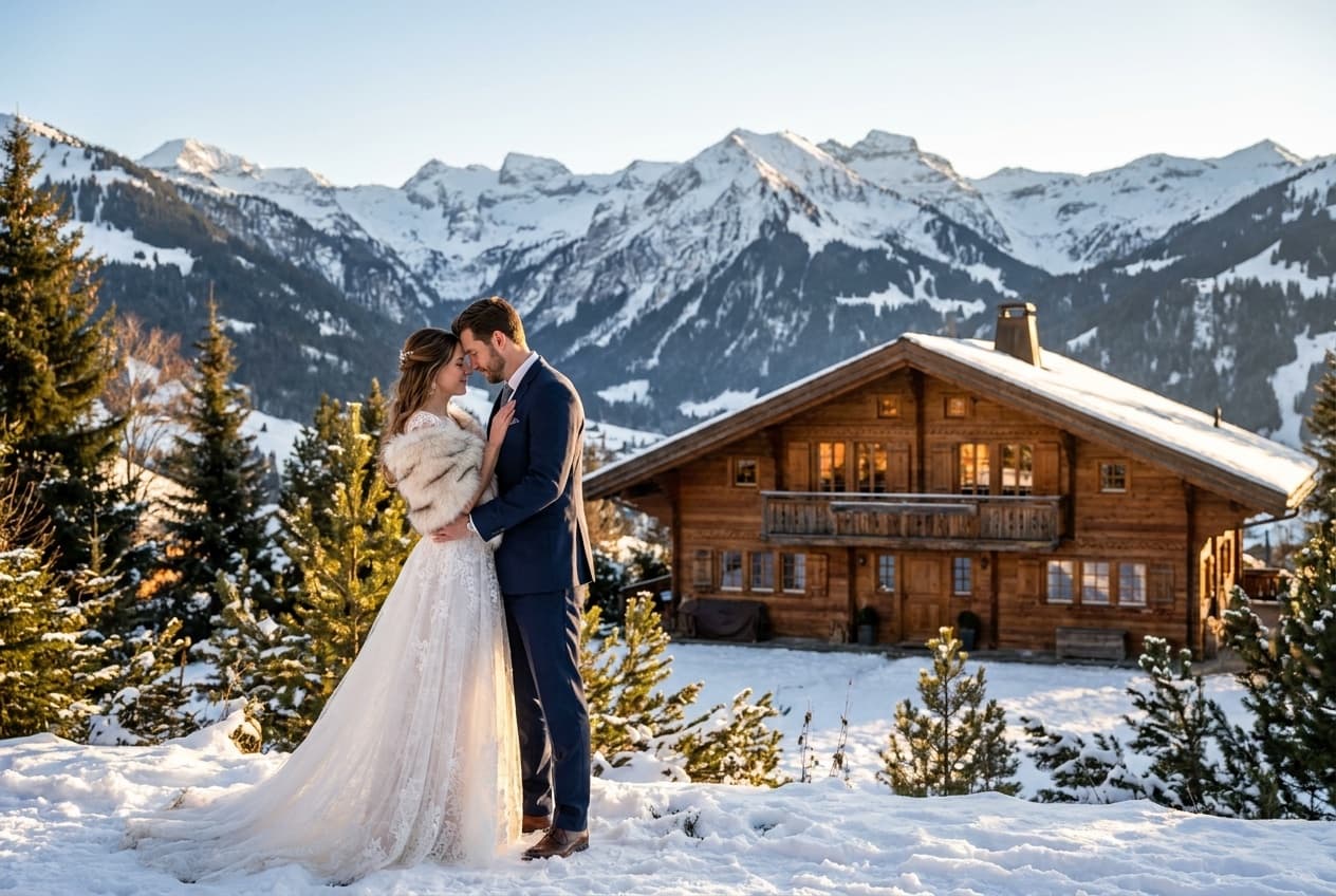 Photographe mariage Gstaad — Couple paysage alpin Suisse — Benjamin Pierre
