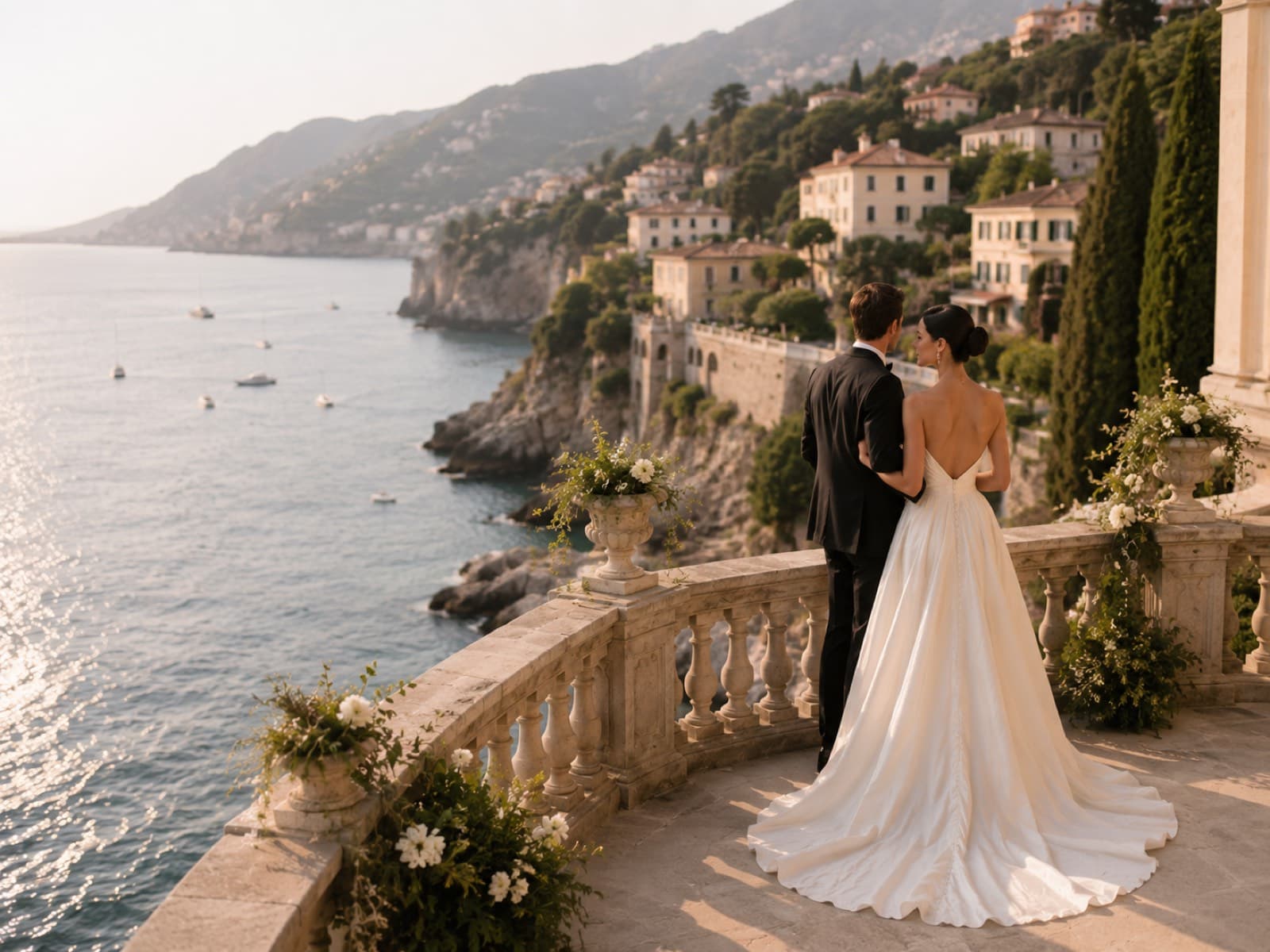 Italian villa panorama at golden hour