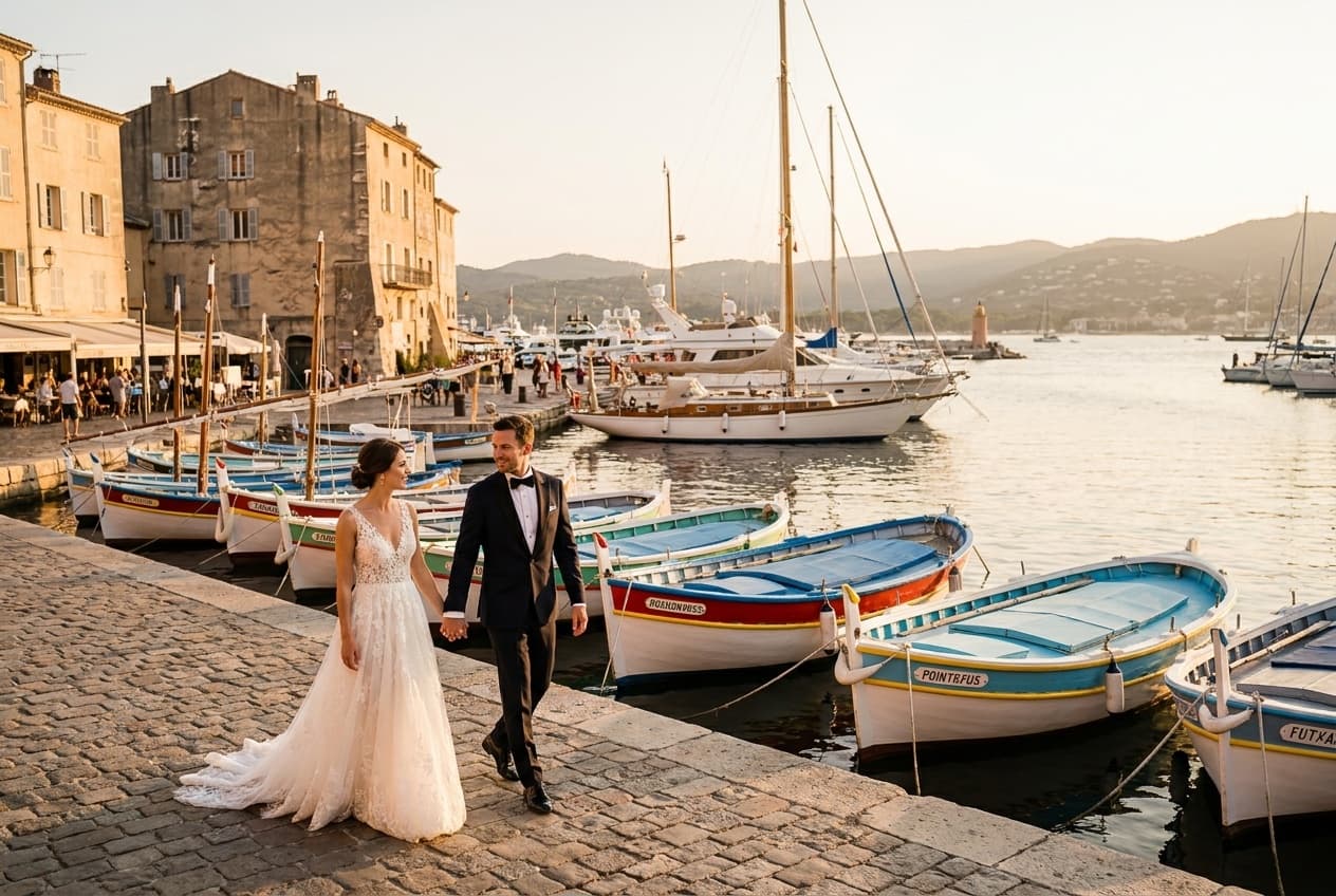 Photographe mariage Saint-Tropez — Port et vieux village