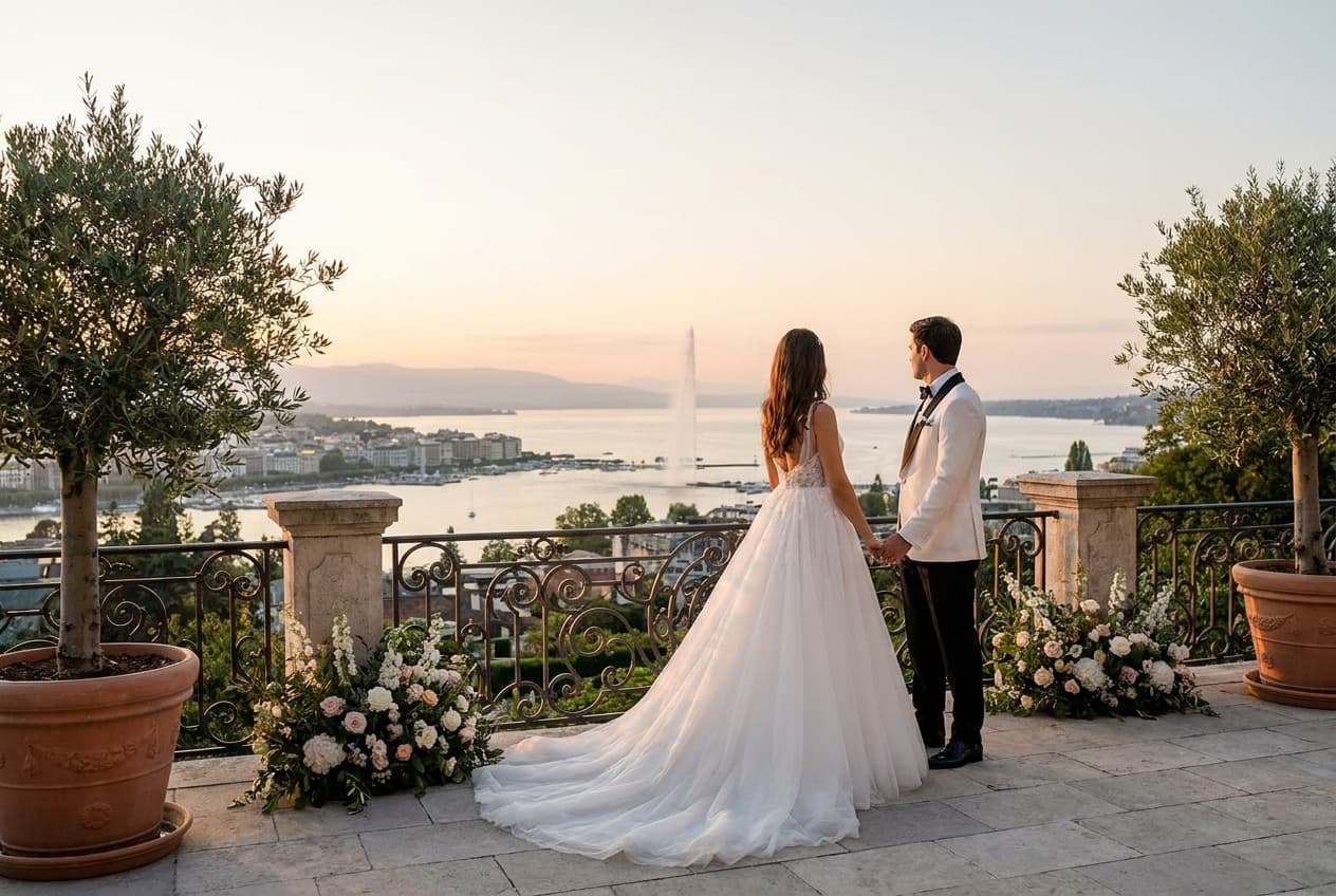 Mariage à Cologny : Temple, Lion d'Or et Villas Privées