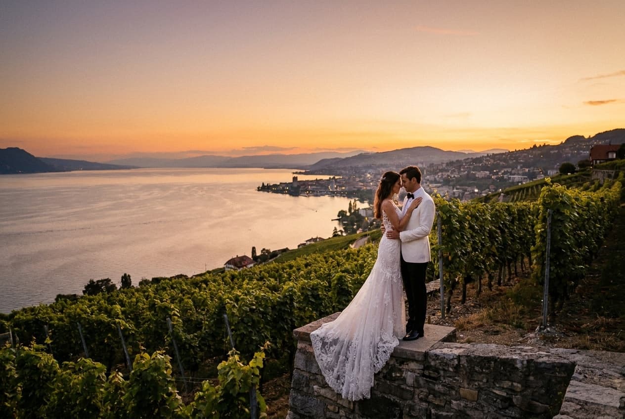 Photographe mariage Lausanne — Couple vignobles Lavaux UNESCO — Benjamin Pierre