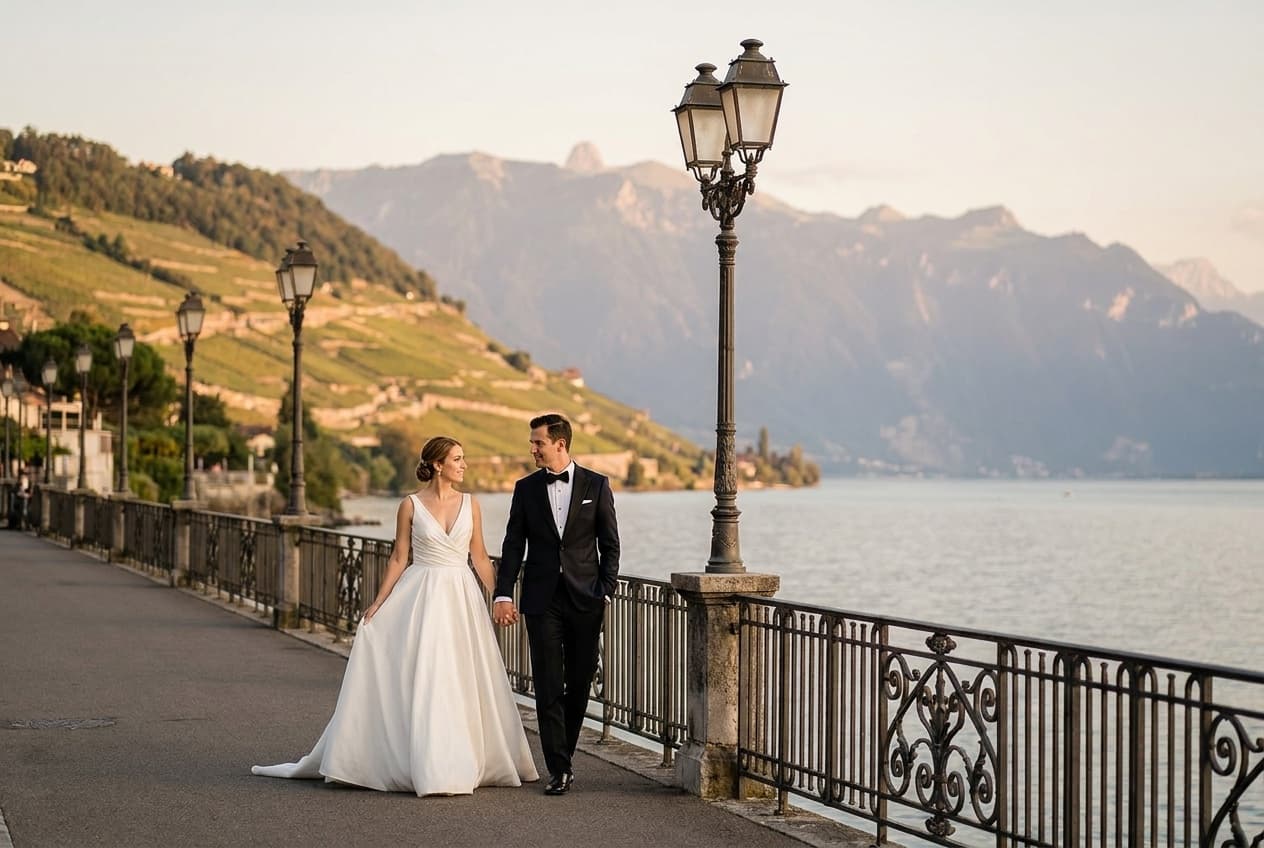 Photographe mariage Montreux — Couple Riviera Suisse lac Léman — Benjamin Pierre